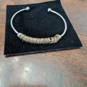 Silver Tone Adjustable Open Bracelet 6"